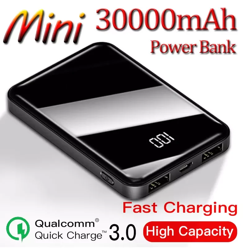 

2023NEW 30000mAh Portable Mini Power Bank Two-way Fast Charge Battery Charger Digital Display External Battery for iPhone Xiaomi