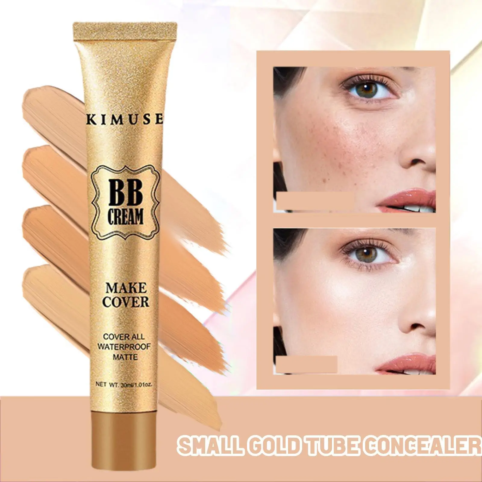 

Small Gold Tube Foundation Concealer 20ml Long Lasting Deep Complexion Dark Circles Acne Marks Cover Face Makeup