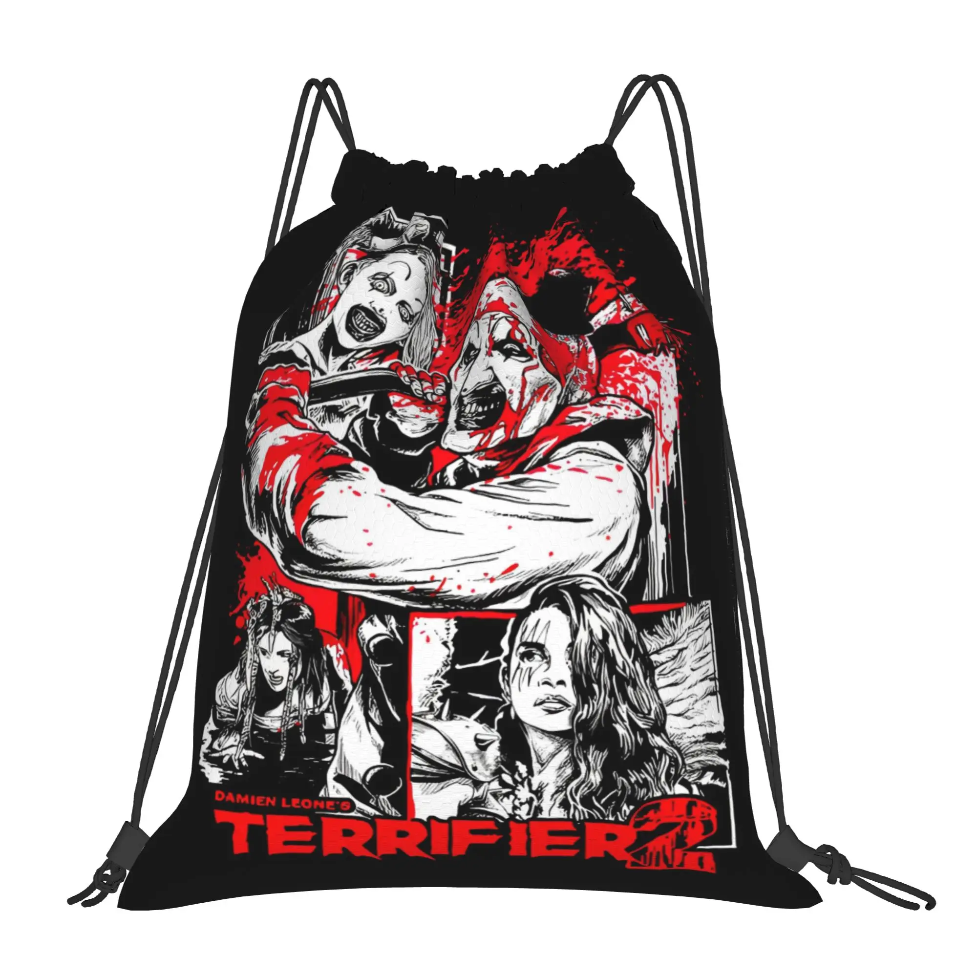 Фото Сумка на шнурке Terrifier 2, забавный спортивный рюкзак для йоги для мужчин, водонепроницаемый рюкзак-мешок, сумки на шнурке №1