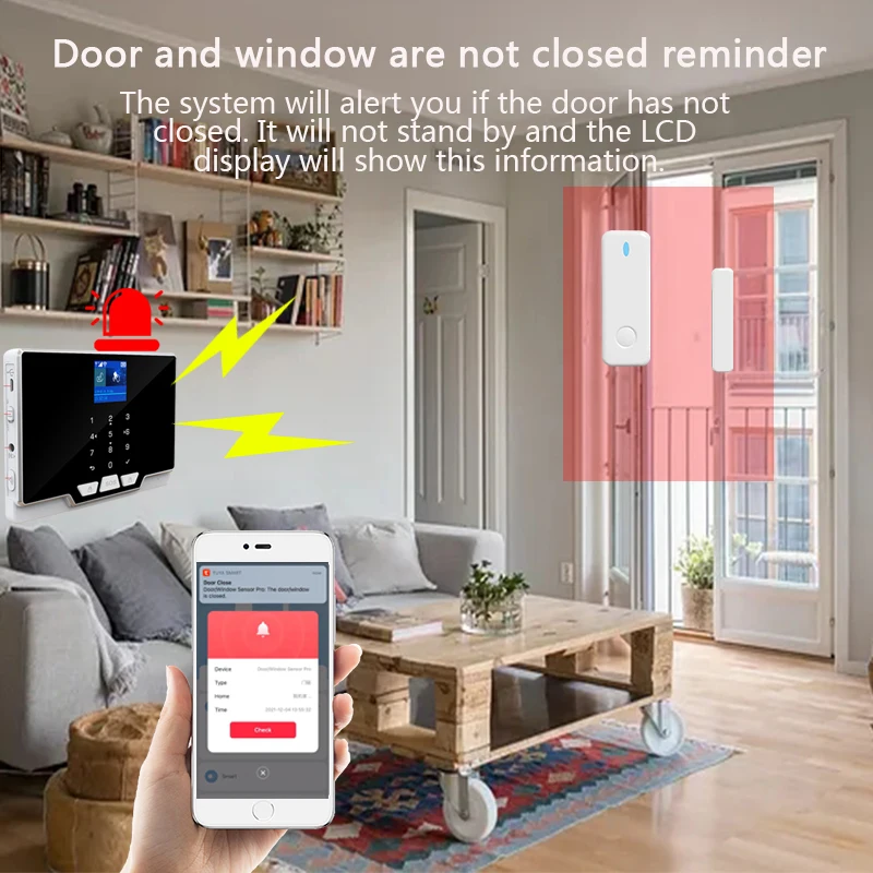 Tuya Smart 433MHz Wireless Home Burglar Alarm System WIFI GSM App Control PIR Motion Detector Door Sensor Security Kit |