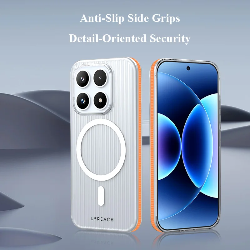 Магнитный чехол LeReach для Xiaomi 17 5G TOC ICICLE с 3D-противоскользящими боковыми захватами, матовой отделкой на уровне микрон и защитой задней панели Magsafe (art.: 3920da900e49d) - 3920da900e49d