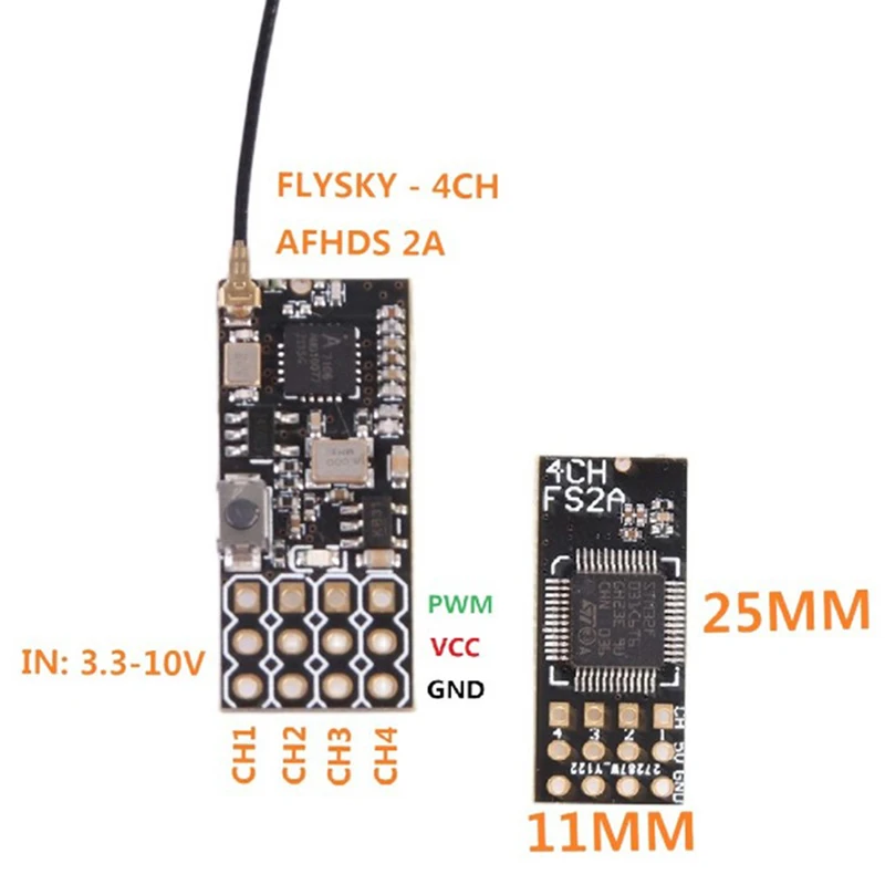 

FS2A 4CH AFHDS 2A мини совместимый приемник PWM выход для Flysky I6 I6X I6S