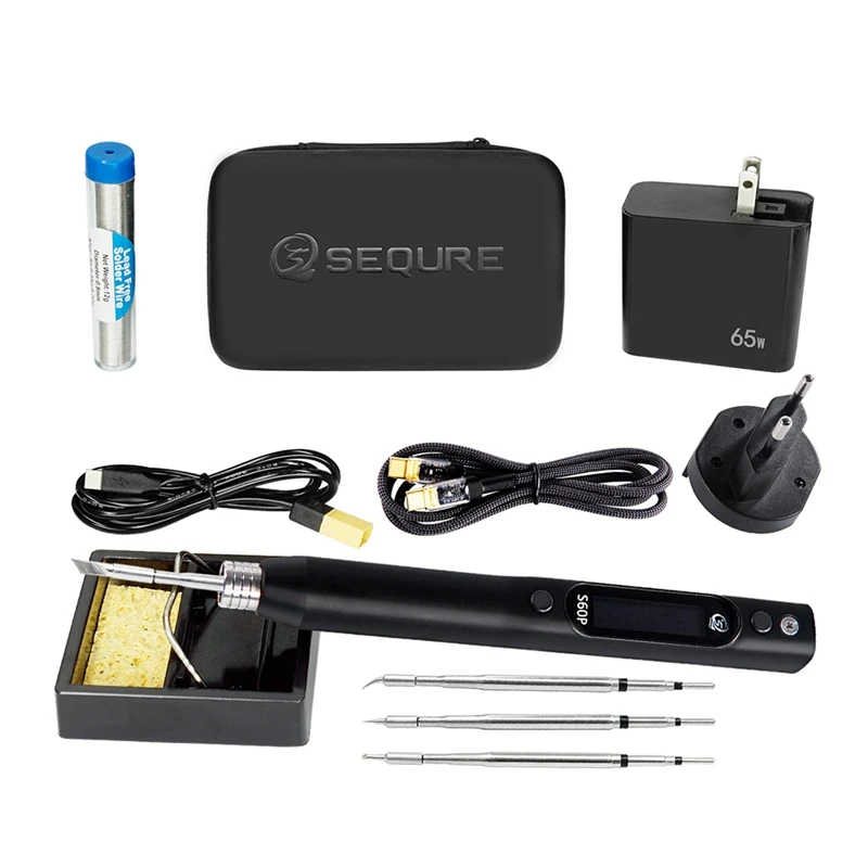 

SEQURE S60P Soldering Iron Set Support PD QC DC PPS Power Supply Iron Tip Set Compatible With C210 Solder Tip US Plug Durable