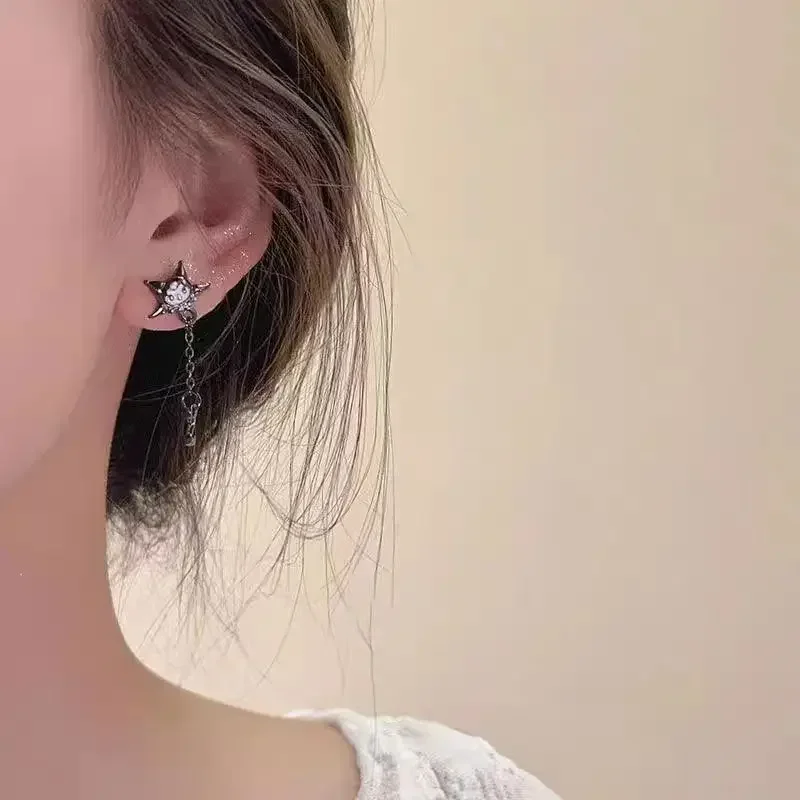 Серьги-гвоздики Sanrio мультяшная фигурка Kuromi дисимметрия кавайные серьги-гвоздики