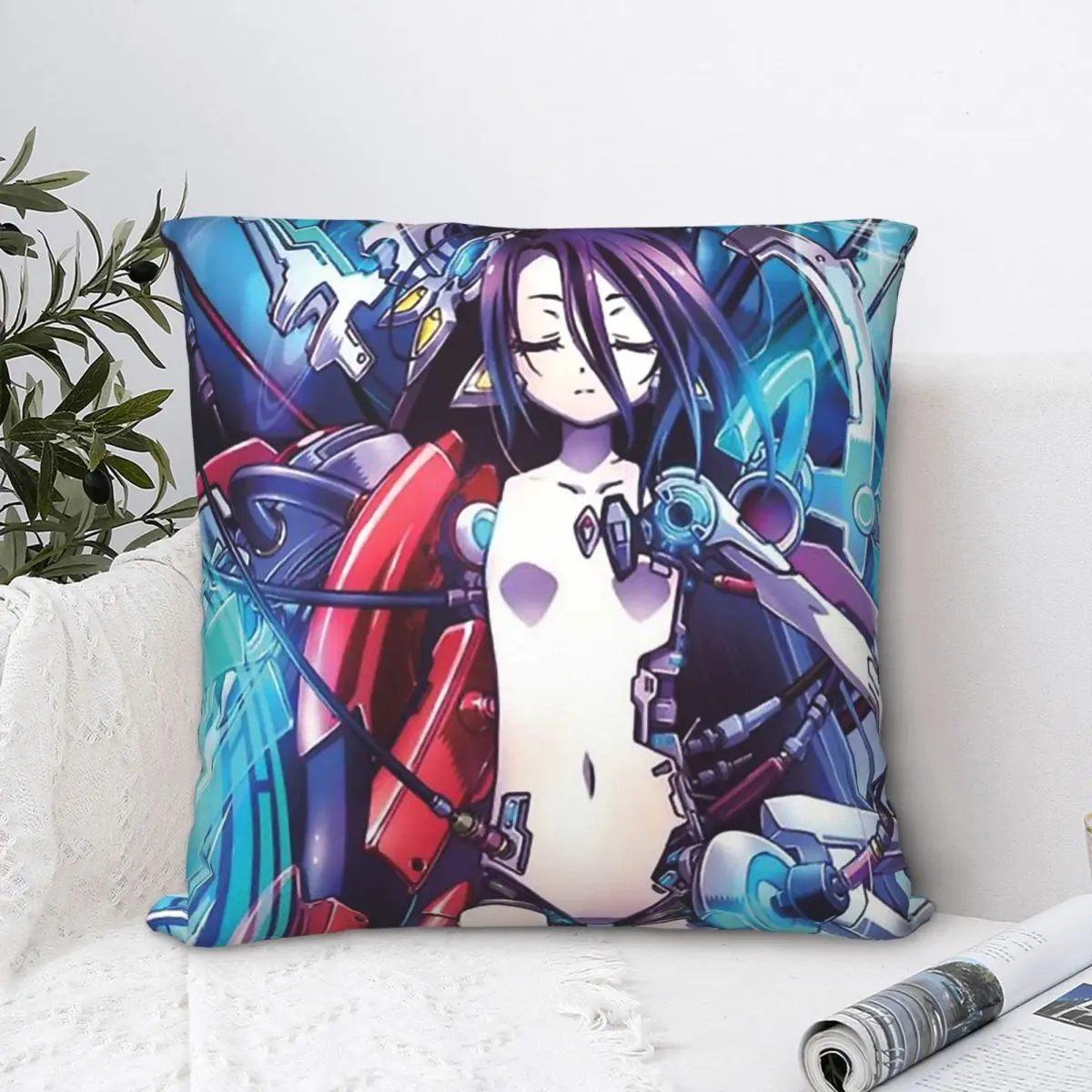 

Cool Polyester Cushion Cover No Game No Life Fantasy Anime Sofa Garden Decorative Reusable Pillow Cover