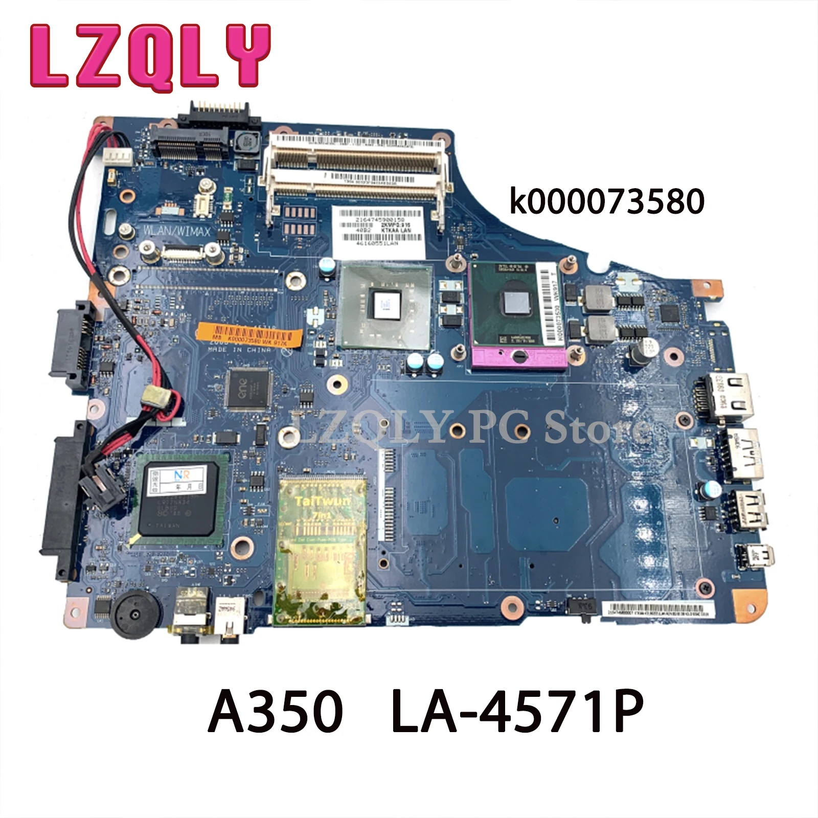 

LZQLY For Toshiba Satellite A350 KTKAA LA-4571P K000073580 Laptop Motherboard DDR2 Without Graphics Slot Free CPU Main Board
