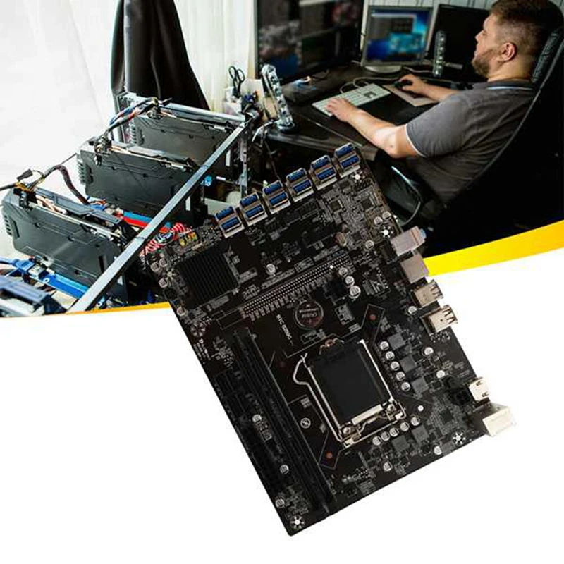 Материнская плата B250C для майнинга BTC + переходник 009S Plus 12xpcie на USB3.0 слот GPU LGA1151