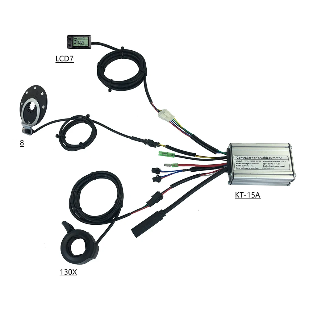 

E-Bike KT Controller Hub Motor KT-15A LCD7 Display Parts Plug Throttle