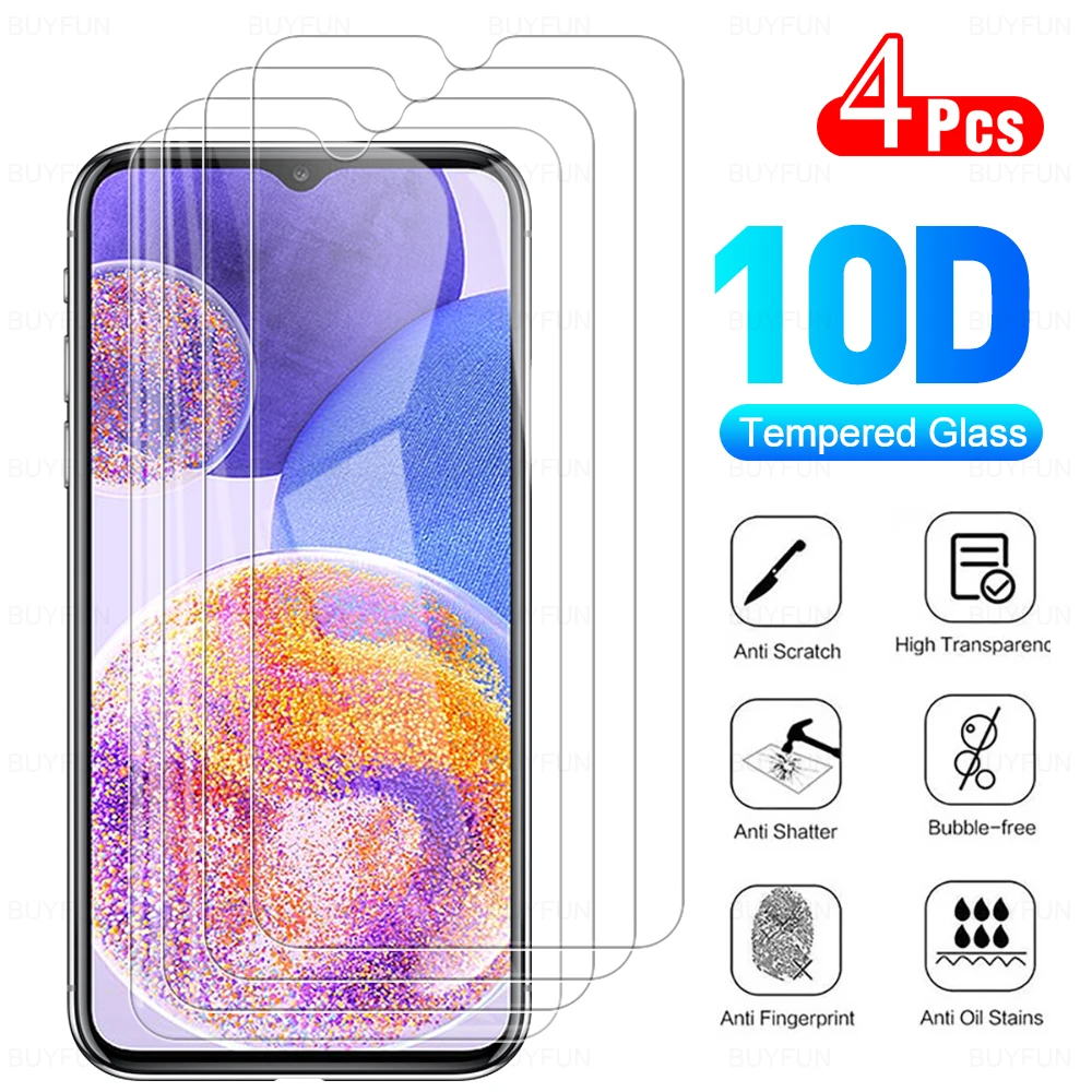 

4 шт. 10D полное покрытие закаленное стекло для Samsung Galaxy A23 прозрачная защитная пленка против царапин на A22 S A22 5G HD защита экрана