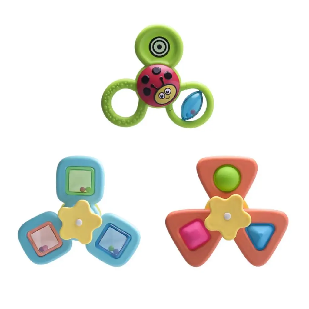 

3pcs Shower Suction Cup Toys Set Boys Girls Infant Playthings Safe Colorful Bath Spinning Top Toys Playing Prop