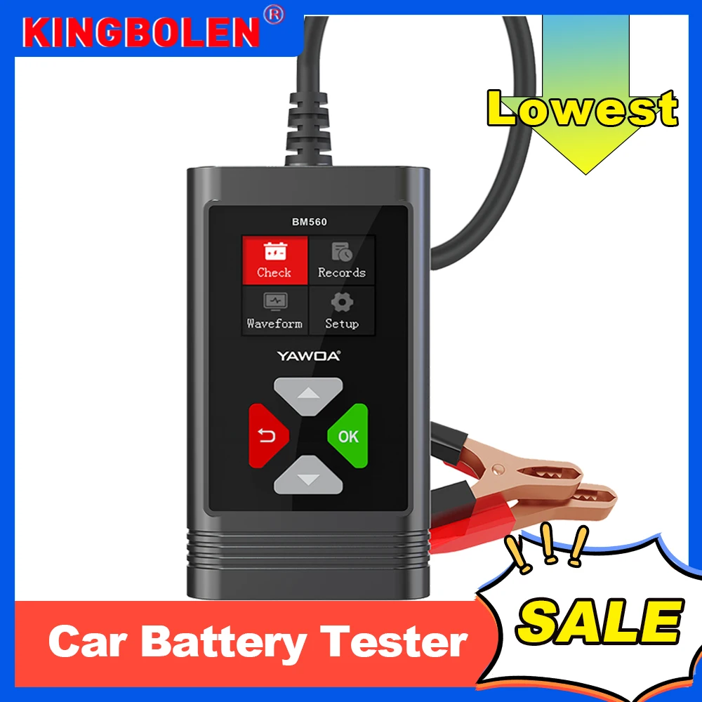 KINGBOLEN BM560 тестер автомобильного аккумулятора 6 вольт и 12 вольт анализатор батареи Многоязычная схема Тестер нагрузки батареи