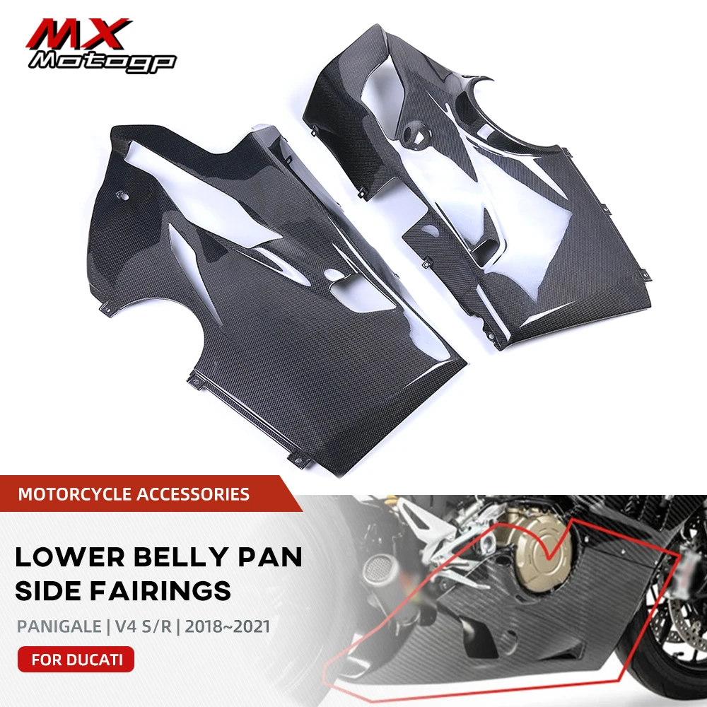 

Motorcycle Lower Belly Pan Side Fairings Panel Carbon Fiber Parts For DUCATI Panigale V4 V4S V4R 2018-2021 Akrapovic Version