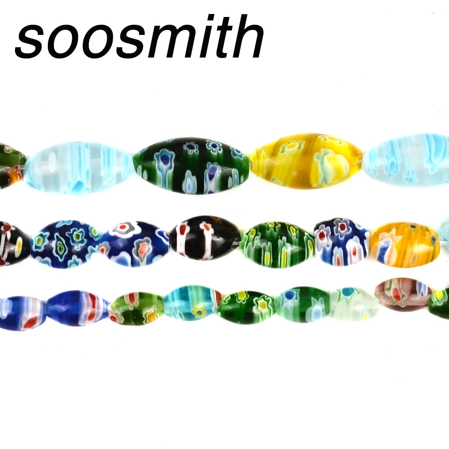 Flower Parttern Oval Shape Lampwork Beads Charms Loose Spacer Glass For Jewelry Making Bracelet Necklace DIY Accessories | Украшения и