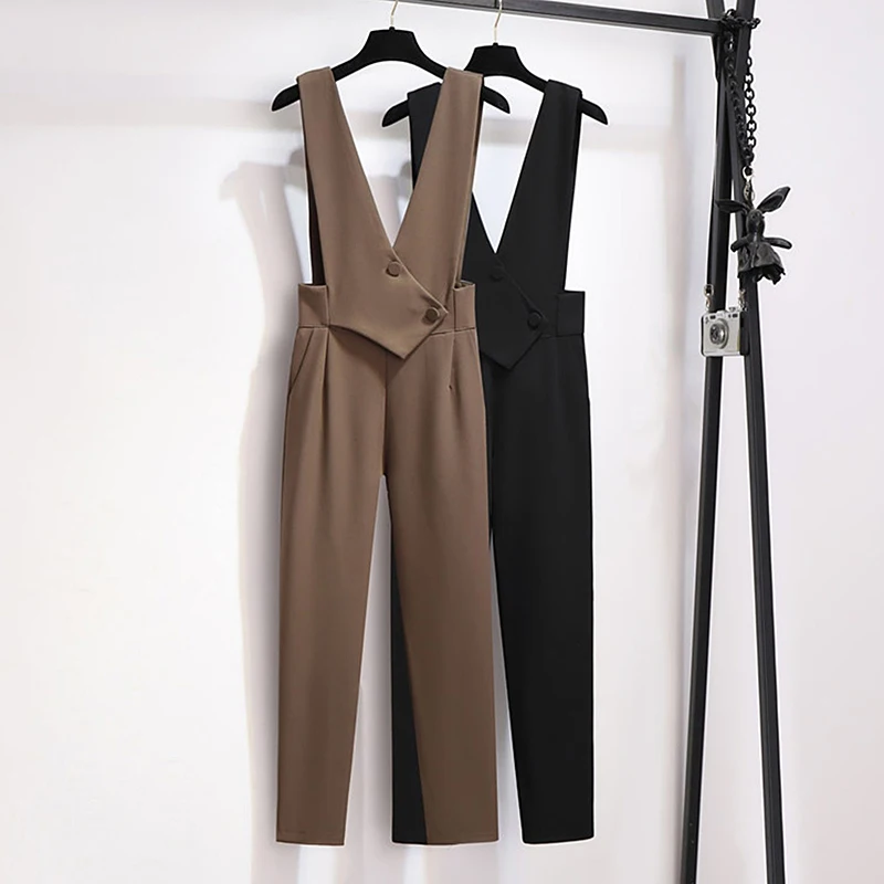 Женский офисный комбинезон с высокой талией элегантный в Корейском стиле одежда