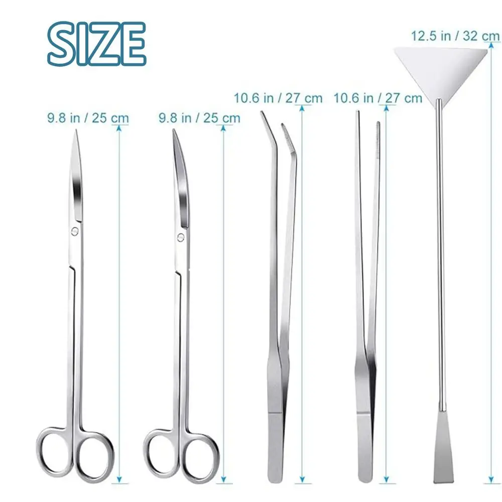 Инструмент для аквариума длинный пинцет ножницы лопатка 4 в 1 из нержавеющей