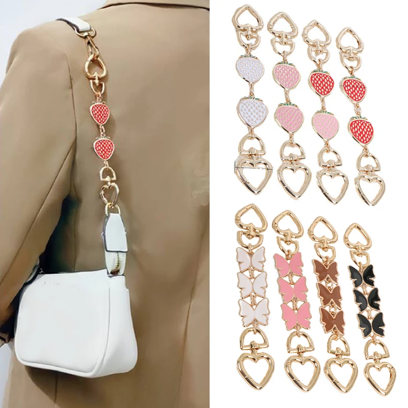 

All-match Bag Strap Extender Heart-shaped Hanging Buckle Chain Decorative Chain Bag Extension Replacement Strawberry Metal Chain