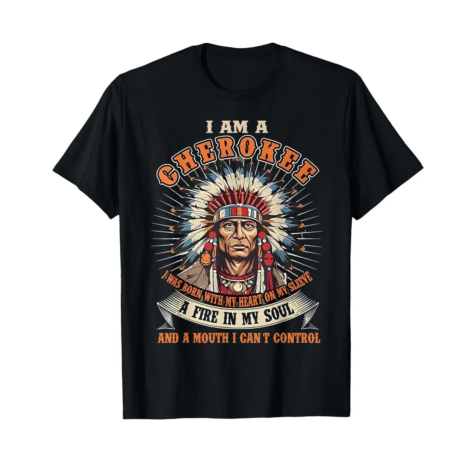 Фото Футболка с надписью «Ich bin ein Cherokee» и изображением сердца на рукаве, винтажная, модная, с эффектом потертости, с графическим принтом. №1