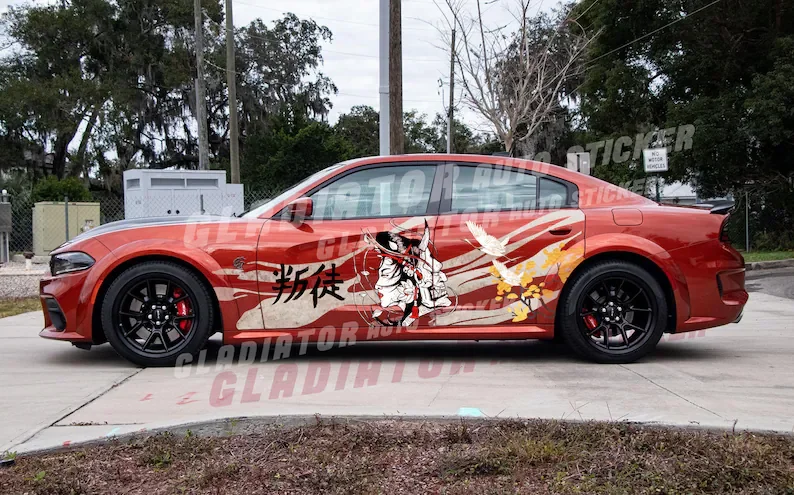 

Аниме автомобиль Livery, японский тематический боковой автомобиль обертка, мужчина и женщина 2 лица-текст «Предатель»-Универсальный Размер Премиум