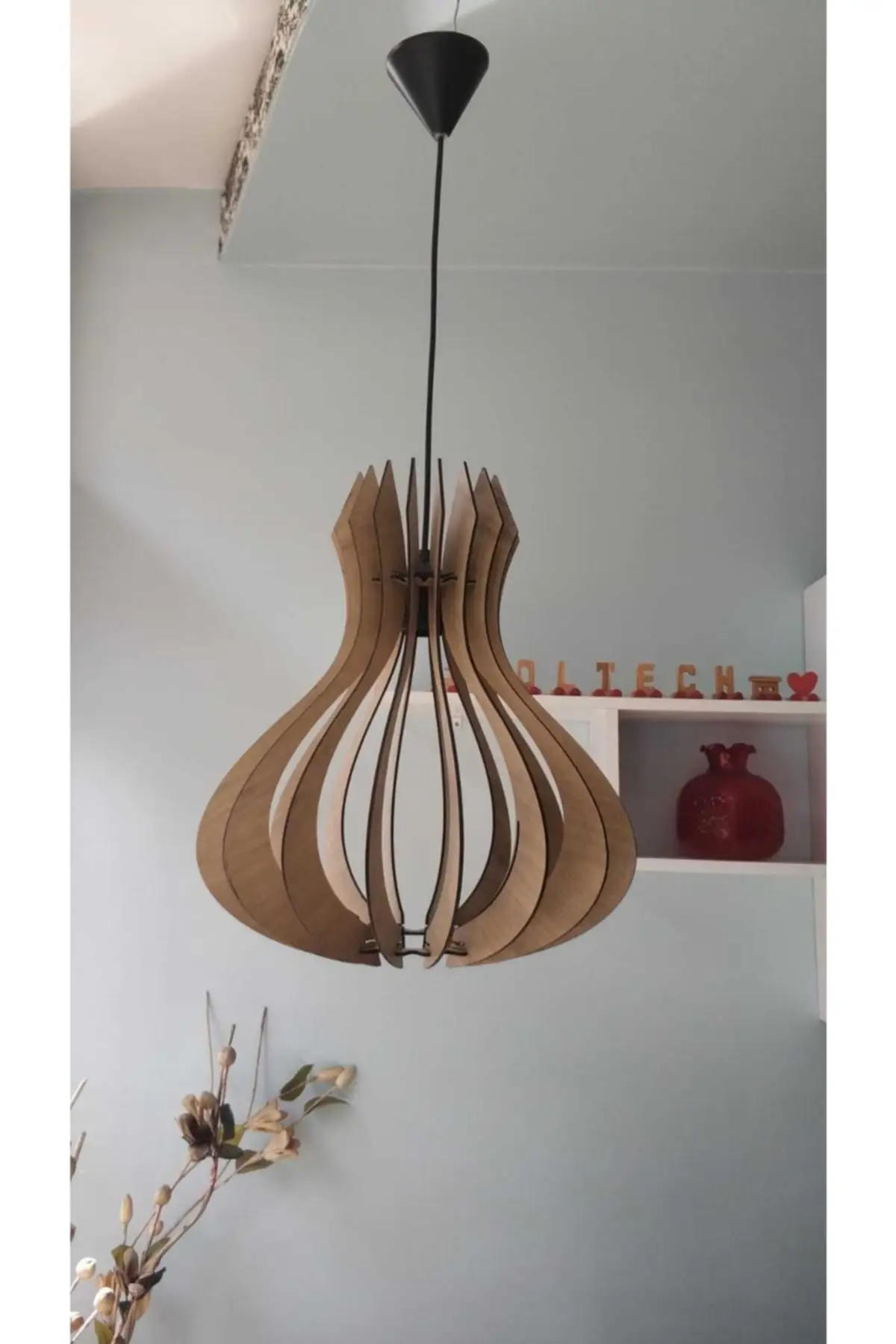 

Pelga Mdf Coated Wood Modular E27 Duylu Single Modern Chandelier Maple kitchen bedroom lighting home decor chandelier
