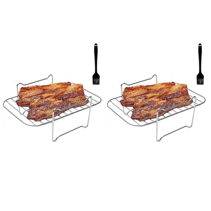 2X Air Fryer Rack For Double Basket Air Fryers, Air Fryer Accessories Compatible For Ninja Foodi DZ201/401