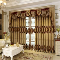 european luxury high quality brown wine red gold thread embroidered blackout curtains for living room bedroom study kitchen
