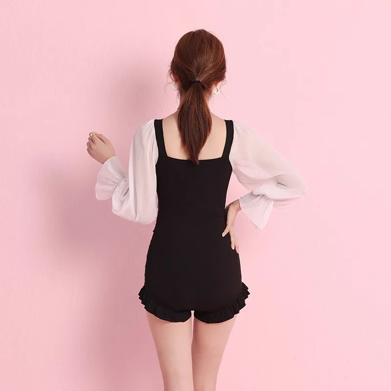 Цельный купальник женское покрытие для живота тонкий солнцезащитный костюм с