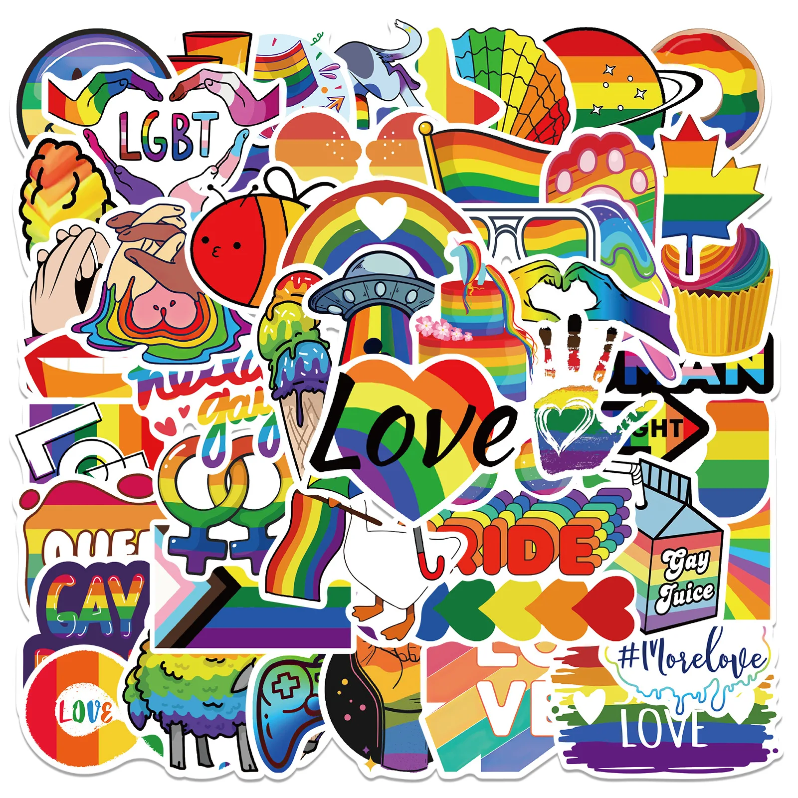 

10/30/50/100Pcs Gay Lesbian Rainbow Stickers Aesthetic Colorful Decals Toys DIY Guitar Laptop Phone Waterproof Graffiti Sticker