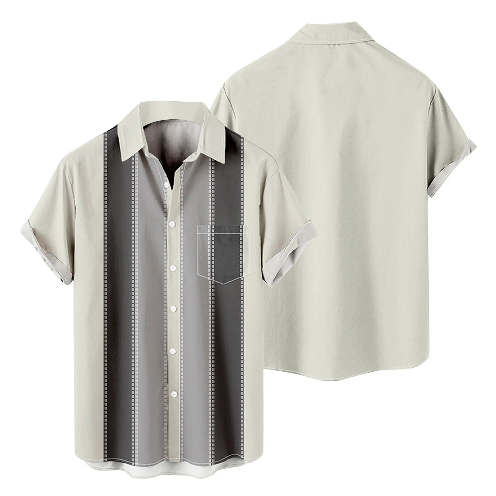 

Tee Shirt for Men Mens Fashion And Leisure 3D Digital Printing Buckle Lapel Short Sleeve Shirt Top Long Sleeve Stretch Blouse
