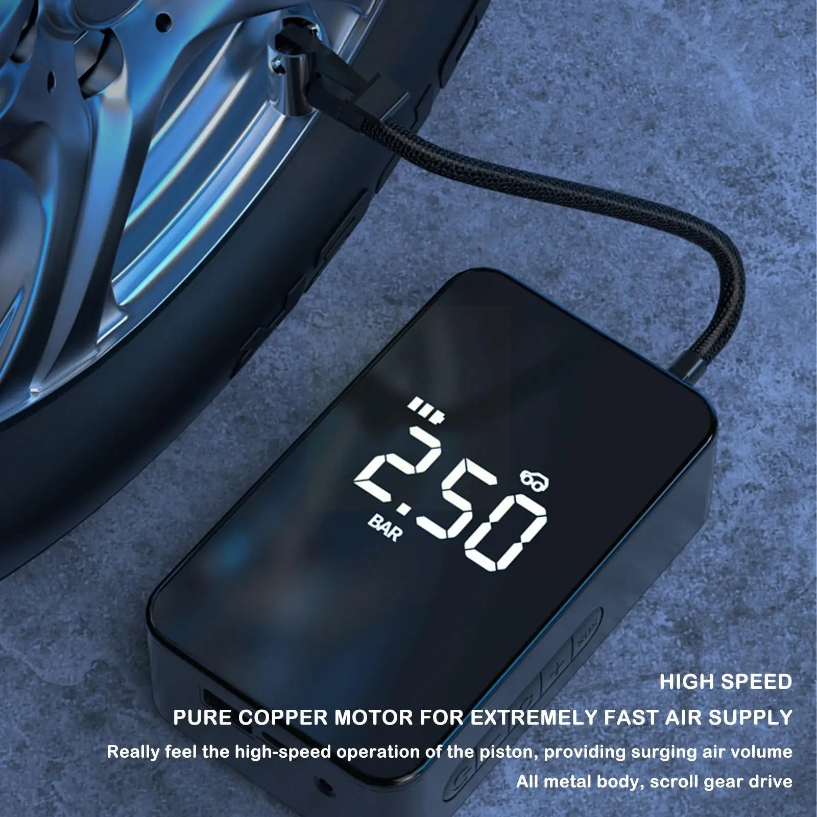 

Car Air Compressor Electric Wireless LED Tyres Digital Tire Pump Large Screen Mini Portable Air Pump For Car Bike Tyres V6L2