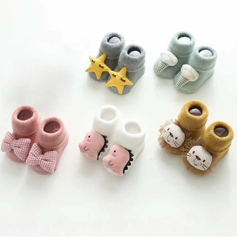 

Baby Winter Warm Socks 0-12Months Newborn Cartoon Animal Baby Socks Infant Baby Boy Socks Anti Slip Soft Cotton Floor Sock Shoes