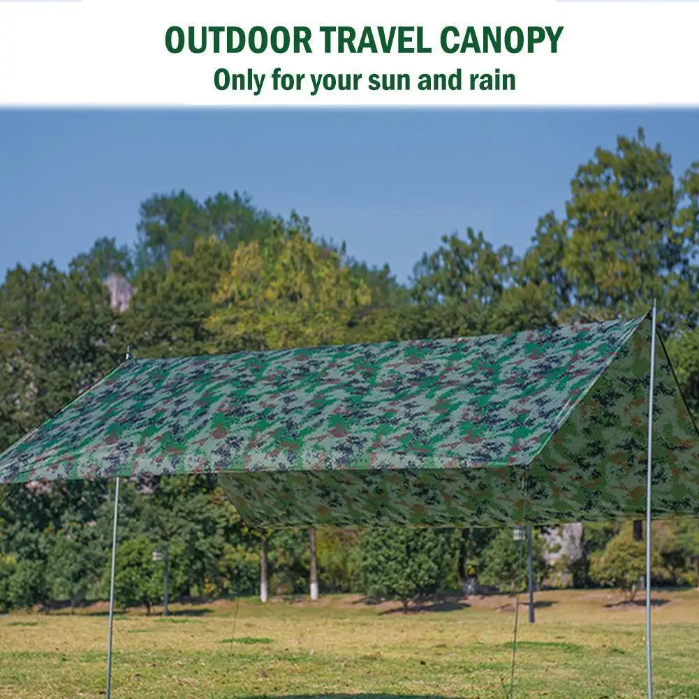 

300*290cm Tourist Awning Tent Canvas Ultralight Shade Hammock Canopy Shelter Camouflage Outdoor Waterproof Awning Garden U7r4