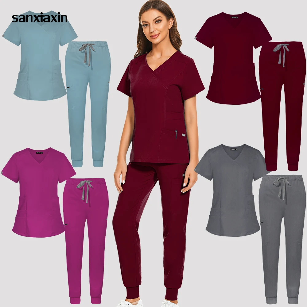 

Medical Nursing Uniforms Clinical Workwear Lab Spa Beauty Salon Clothes Doctor Costume Nurse Scrub Set Dentist Scrubs Tops Pants