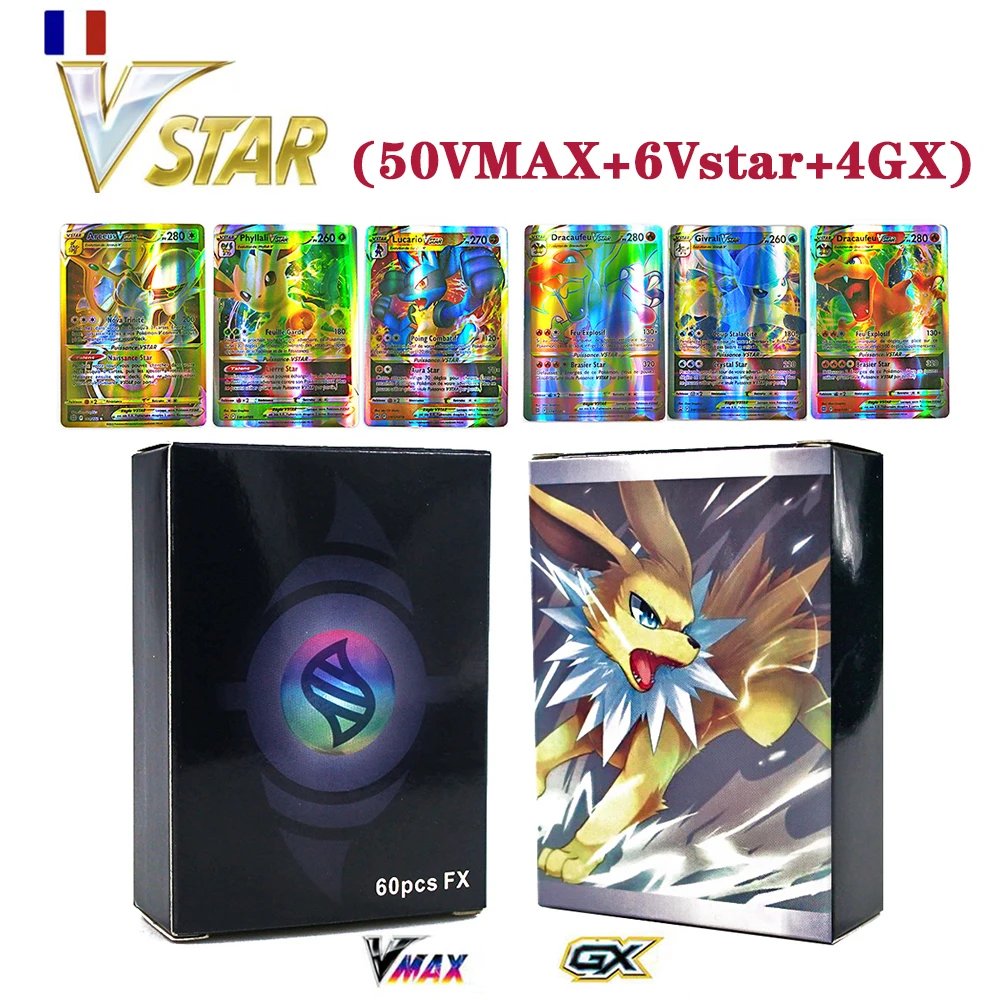 

Карты Покемон во французских буквах Charizard Arceus Vstar Vmax GX V детский подарок Игра коллекционная карточка Радуга игрушка