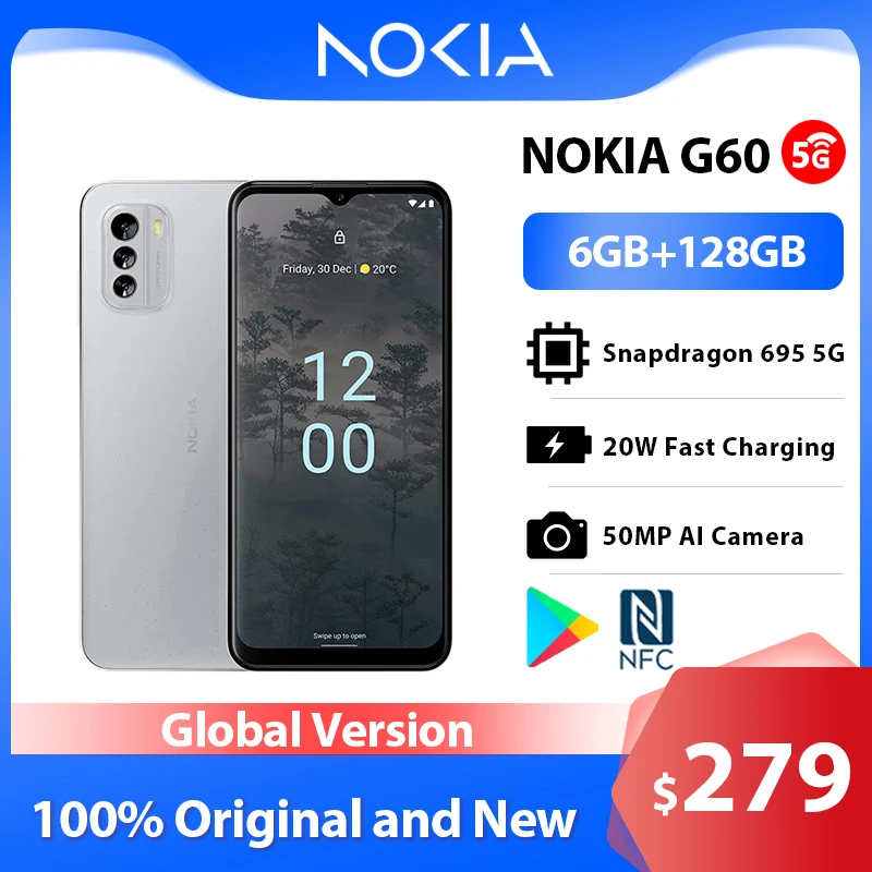 Nokia-teléfono inteligente G60 5G, 6GB y 128GB, Snapdragon 695, 5G, FHD +,...