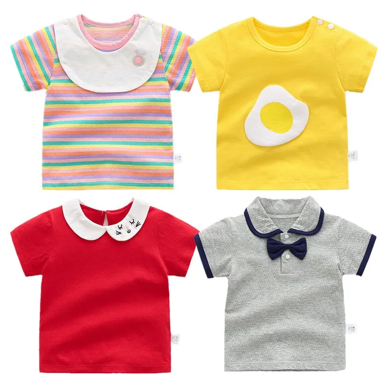

Summer Cotton Baby Girls T-shirt 2022 Newborn Short Sleeve Tops Gentleman Style Clothes For Boy 0-24m Cartoon Infants Ins Outfit