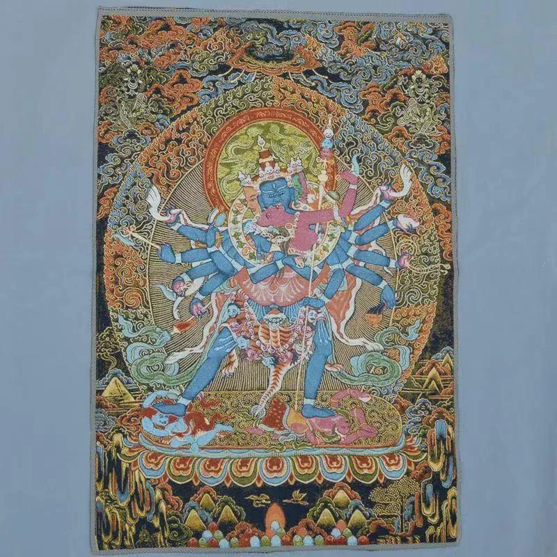 Китайская антикварная коллекция Тханка с вышивкой Калахакра Дах хру схема