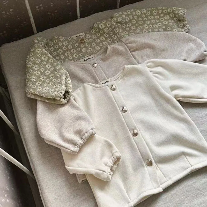 

Демисезонный кардиган для маленьких девочек, повседневная куртка с длинным рукавом и цветочным принтом, модная верхняя одежда для малышей, 2023