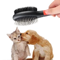 double sided pet comb dog cat steel needle and bristle cleaning brush puppy massage beauty floating hair remove grooming tools