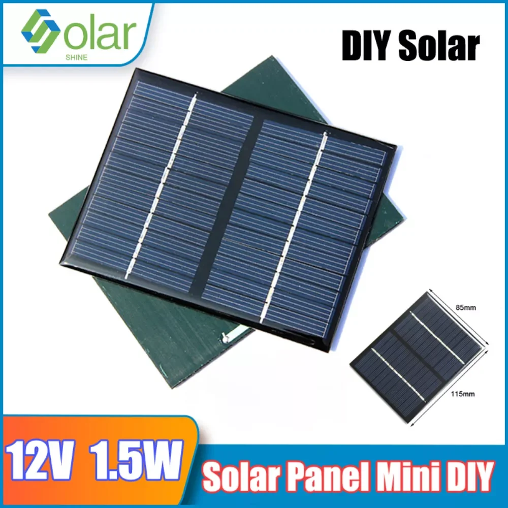 

2023NEW 12V 1.5W Solar Panel Mini DIY Solar System Plate for Outdoor Home Toy Bulb 18650 Battery Charger Portable Solar Cell Pol