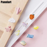 pannlart 1 pc mini cartoon handles ceramic handles children room drawer knobs single hole cabinet pulls home decorative handle