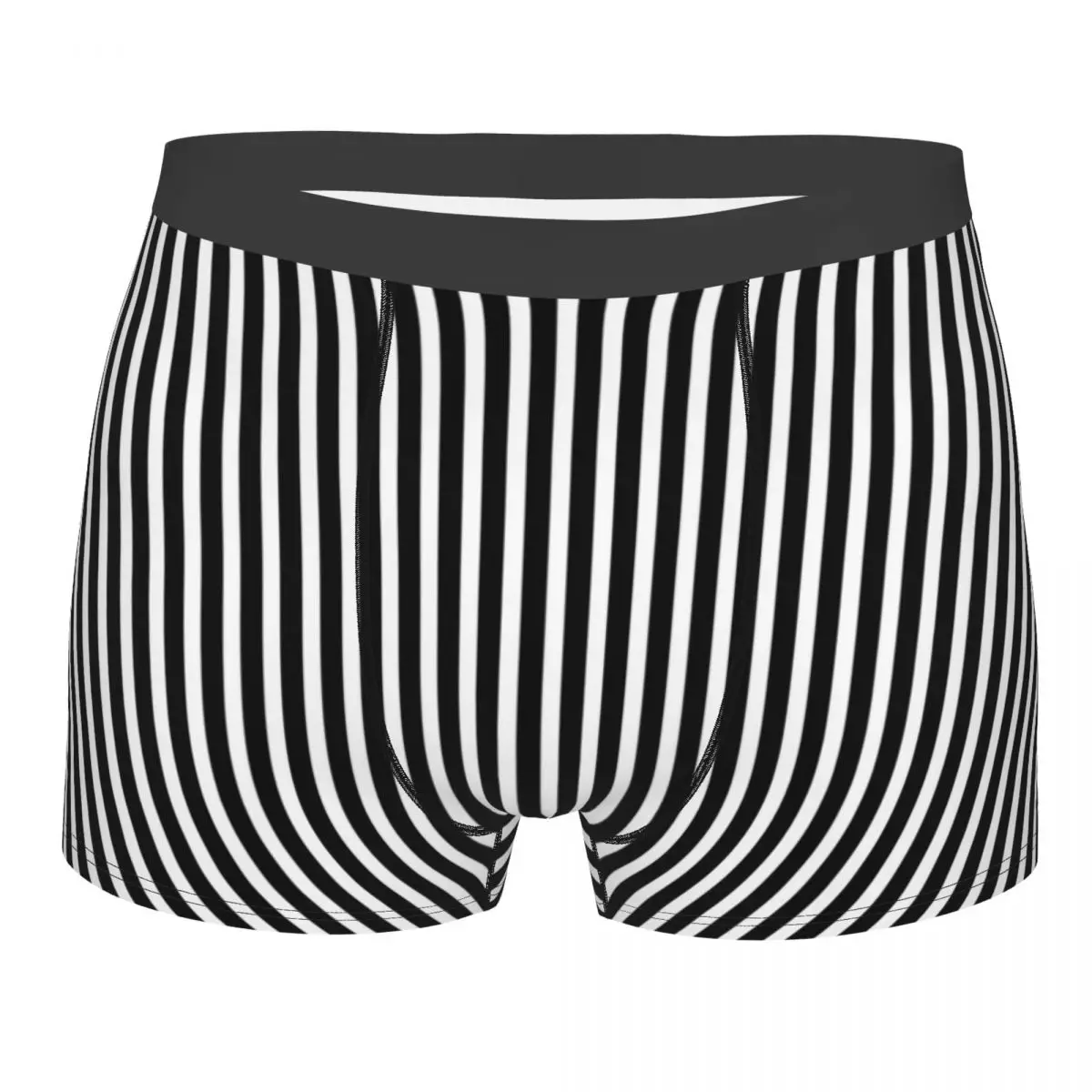 

Black And White Stripe Men's Underwear Boxer Shorts Panties Funny Polyester Underpants for Male Plus Size
