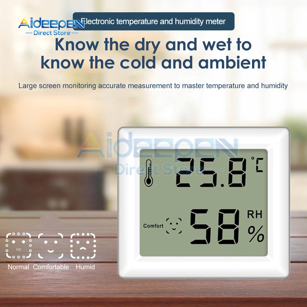 Ultra-thin 3 In 1 Digital Thermometer Hygrometer LCD Electro