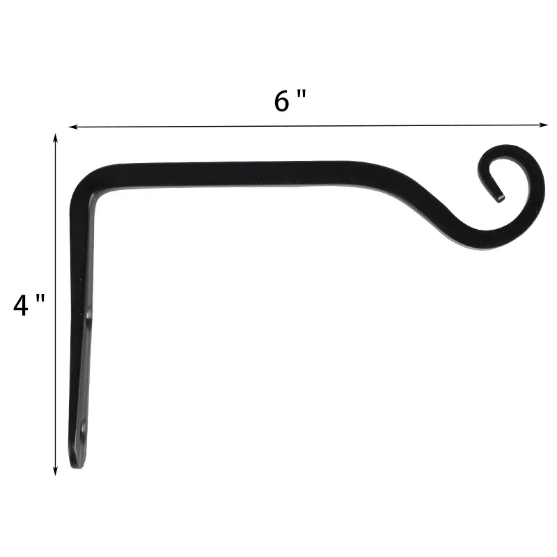 

6 Inch Simple Wall Iron Bending Forming Coat Hook Flower Basket Hook Self-tapping Screw Fixed S Type