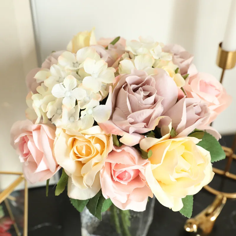 

Artificial Flower Rose Holding Wedding Bouquet Silk Flower for Home Party Table Decoration Fall Decorations Fake Flower
