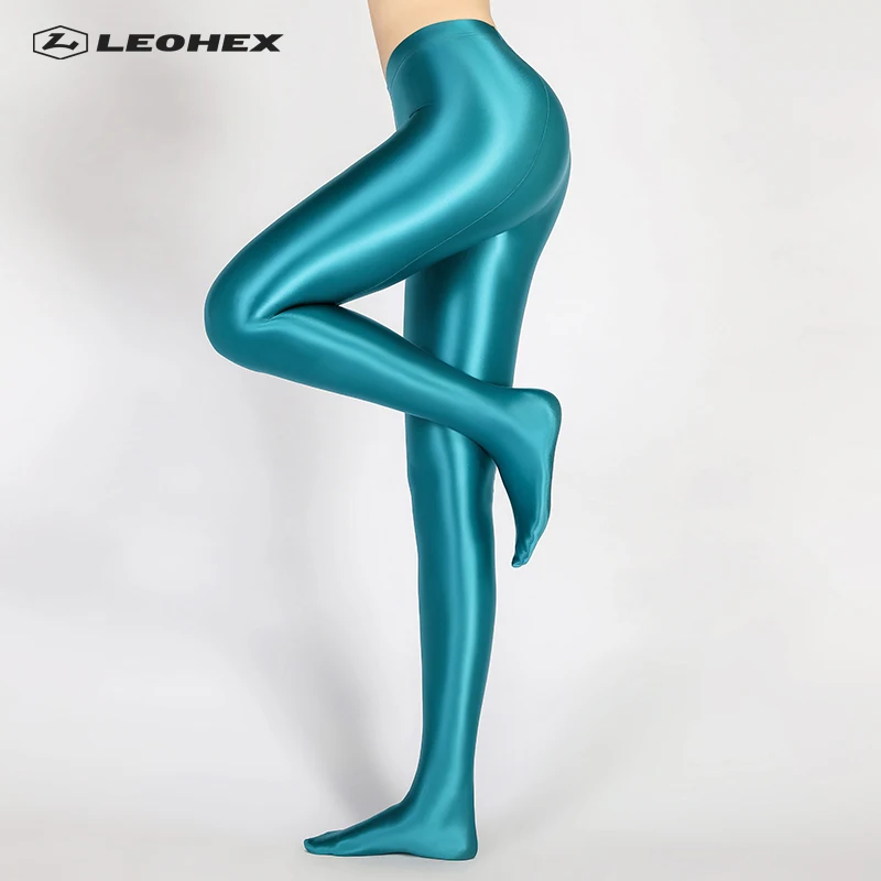 LEOHEX Spandex GLOSSY OPAQUE Pantyhose Shiny high waist Tights Sexy Stockings yoga pants training women sports leggings fitness