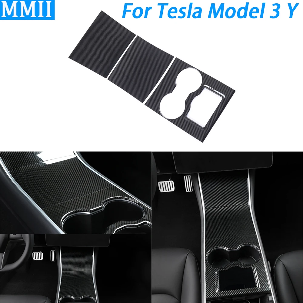 

For Tesla Model Y Model 3 2017-2022 Real Dry Carbon Fiber Center Console Cup Holder Cover Car Interior Decoration Accessories