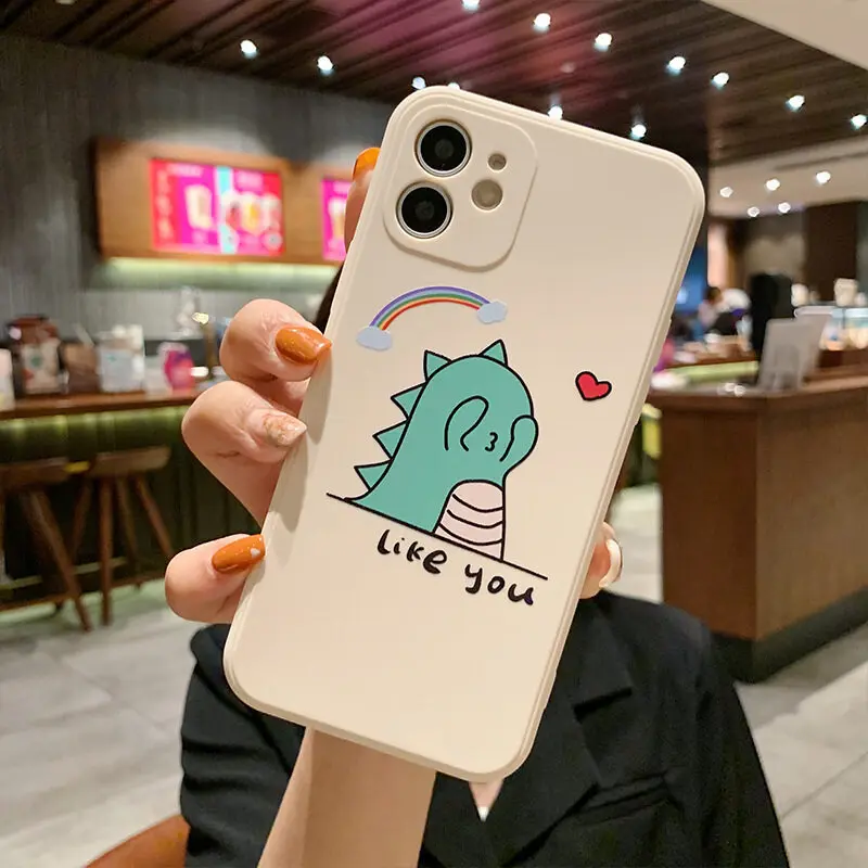

NOHON phone Case For OPPO REALME 5 6 7 7i 8 8i 5G C2 C11 C12 C15 C20 C21 GT X XT V11 V15 V7 V50 NARZO 50 Cute dinosaur Cover
