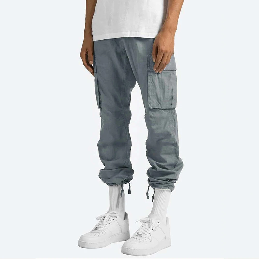 

2023 New Fashion High Quality Loose Mens Work Pants Multi Pockets Sweatpants Elastic Waist Active Sports Waterproof Trousers