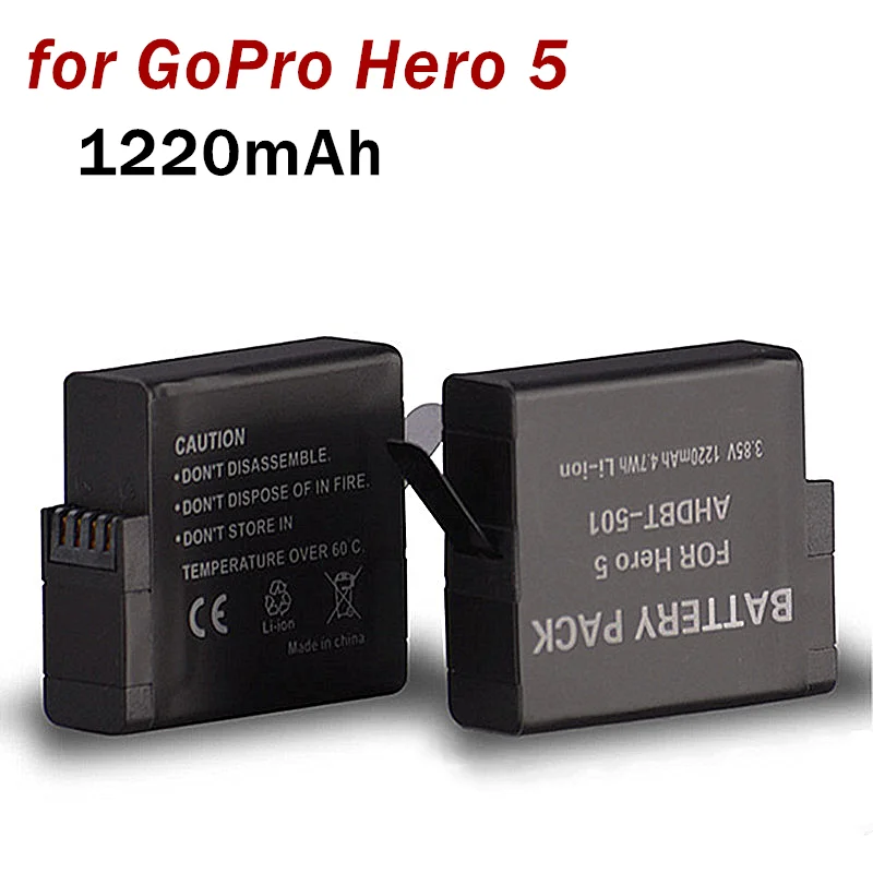 

3.85v 1220mAh for GoPro Hero 5 Panoramic VR Sports Camera Battery AHDBT-501 Gopro Accessories Battery Rechargerable