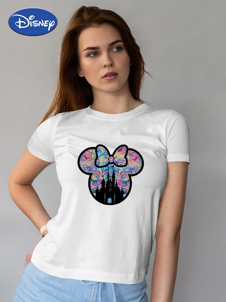 

Disney Minnie Dream Castle Women's T-Shirts High Brand Designer Fashion 2022 New Summer Harajuku 90s Urbane Edgy Fast Delivery